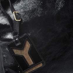 Pre Owned Yves Saint Laurent Black Patent Leather Medium Majorelle Satchel