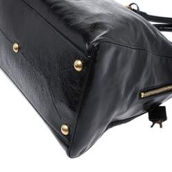 Pre Owned Yves Saint Laurent Black Patent Leather Medium Majorelle Satchel
