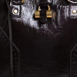 Pre Owned Yves Saint Laurent Plum Patent Leather Oversized Muse Satchel