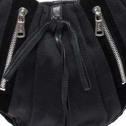 Pre Owned Saint Laurent Paris Black Canvas and Velvet RG Classic Pleated Hobo