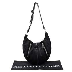 Pre Owned Saint Laurent Paris Black Canvas and Velvet RG Classic Pleated Hobo