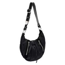 Pre Owned Saint Laurent Paris Black Canvas and Velvet RG Classic Pleated Hobo