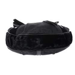 Pre Owned Saint Laurent Paris Black Canvas and Velvet RG Classic Pleated Hobo