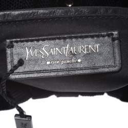 Pre Owned Saint Laurent Paris Black Canvas and Velvet RG Classic Pleated Hobo