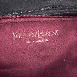 Yves Saint Laurent Black Leather Saharienne Hobo