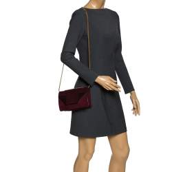 Pre Owned حقيبة كتف سان لوران بيتي جلد وسويدي عنابي 