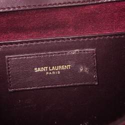 Pre Owned حقيبة كتف سان لوران بيتي جلد وسويدي عنابي 