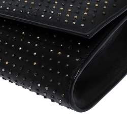 Pre Owned Yves Saint Laurent Black Leather Rock Studded Clutch