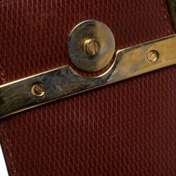 Pre Owned Saint Laurent Red Lizard Embossed Leather Shoulder Bag