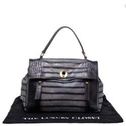 مملوكة مسبقًا حقيبة سان لوران باريس حمالة علوية موس تو كبيرة جلد ثلاثي اللون