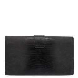 Pre Owned حقيبة كل تش سان لوران باريس شيك كبيرة جلد نقش سحلية رمادية