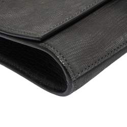 Pre Owned حقيبة كلتش سان لوران باريس شيك كبيرة جلد نقش سحلية رمادية