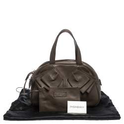 Pre Owned Yves Saint Laurent Brown Leather Obi Bow Satchel