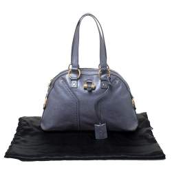 Saint Laurent Metallic Grey Leather Muse Satchel