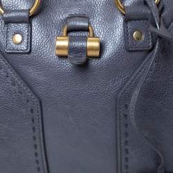 Saint Laurent Metallic Grey Leather Muse Satchel