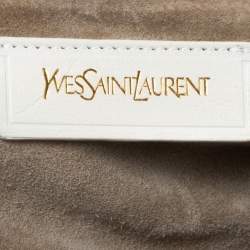 مملوكة مسبقًا Saint Laurent Paris Beige/White Fabric/Suede and Leather Medium Muse Two Satchel