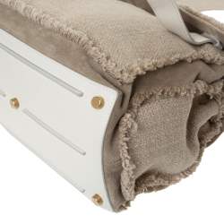 مملوكة مسبقًا Saint Laurent Paris Beige/White Fabric/Suede and Leather Medium Muse Two Satchel