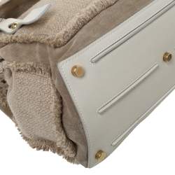 مملوكة مسبقًا Saint Laurent Paris Beige/White Fabric/Suede and Leather Medium Muse Two Satchel