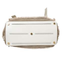 مملوكة مسبقًا Saint Laurent Paris Beige/White Fabric/Suede and Leather Medium Muse Two Satchel