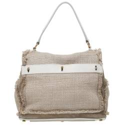 مملوكة مسبقًا Saint Laurent Paris Beige/White Fabric/Suede and Leather Medium Muse Two Satchel