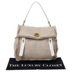 مملوكة مسبقًا Saint Laurent Paris Beige/White Fabric/Suede and Leather Medium Muse Two Satchel