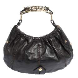 Pre Owned Yves Saint Laurent Dark Brown Leather Vincennes Mombasa Hobo