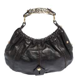 Pre Owned Yves Saint Laurent Dark Brown Leather Vincennes Mombasa Hobo