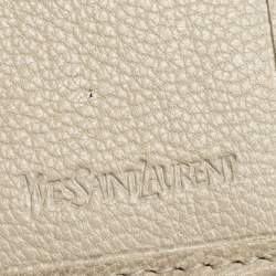 Pre Owned Yves Saint Laurent White Leather Belle De Jour Flap Wallet