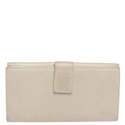 Pre Owned Yves Saint Laurent White Leather Belle De Jour Flap Wallet