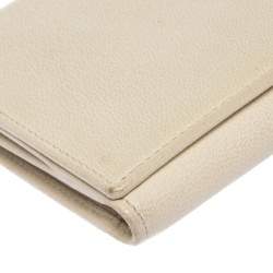 Pre Owned Yves Saint Laurent White Leather Belle De Jour Flap Wallet