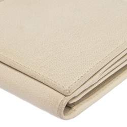 Pre Owned Yves Saint Laurent White Leather Belle De Jour Flap Wallet