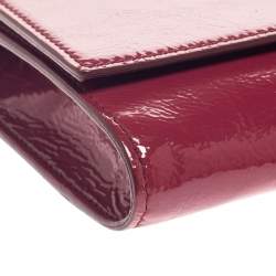 مملوكة مسبقًا Saint Laurent Dark Pink Patent Leather  Belle De Jour Clutch