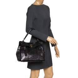 مملوكة مسبقًا حقيبة سان لوران باريس موس متوسطة جلد نقش تمساح بنية