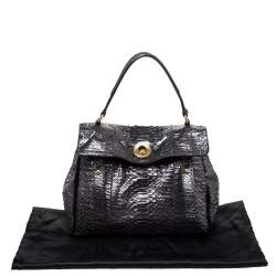 مملوكة مسبقًا حقيبة سان لوران باريس موس متوسطة جلد نقش تمساح بنية