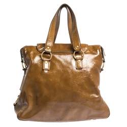 Yves Saint Laurent Tan Patent Leather Muse Messenger Bag