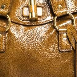 Pre Owned Yves Saint Laurent Tan Patent Leather Muse Messenger Bag