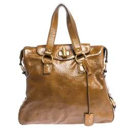 Yves Saint Laurent Tan Patent Leather Muse Messenger Bag