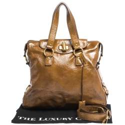 Pre Owned Yves Saint Laurent Tan Patent Leather Muse Messenger Bag