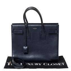 Pre Owned Saint Laurent Midnight Blue Leather Large Classic Sac De Jour Tote