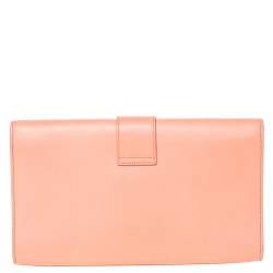 مملوكة مسبقًا Saint Laurent Peach Leather Large Chyc Clutch