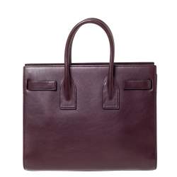 مملوكة مسبقًا حقيبة يد سان لوران باريس ساك دو جور كلاسيك صغيرة جلد عنابية