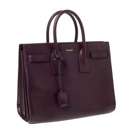 مملوكة مسبقًا حقيبة يد سان لوران باريس ساك دو جور كلاسيك صغيرة جلد عنابية