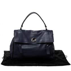 Pre Owned Saint Laurent Violet Leather and Fabric Large Muse Two Bag