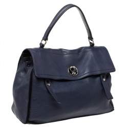 Pre Owned Saint Laurent Violet Leather and Fabric Large Muse Two Bag