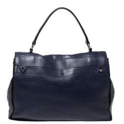 Pre Owned Saint Laurent Violet Leather and Fabric Large Muse Two Bag