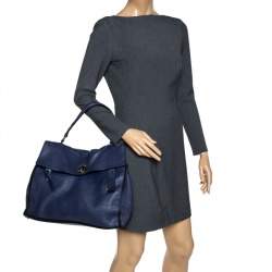 Pre Owned Saint Laurent Violet Leather and Fabric Large Muse Two Bag