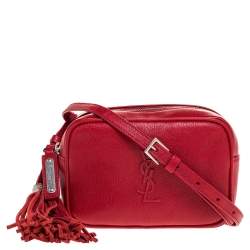 Pre Owned Saint Laurent Paris Red Leather Lou Belt Bag