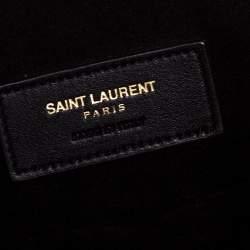 Pre Owned Saint Laurent Black Leather Small Emmanuelle Fringed Bucket Bag