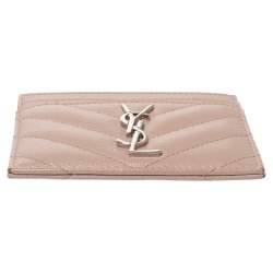 مملوكة مسبقًا حافظة بطاقات سان لوران جلد مبطنة مونوغرامية نود