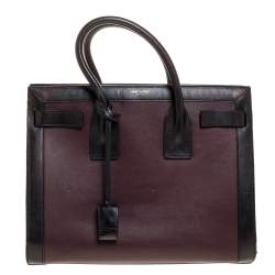 Saint Laurent Burgundy/Black Leather Small Classic Sac De Jour Tote
